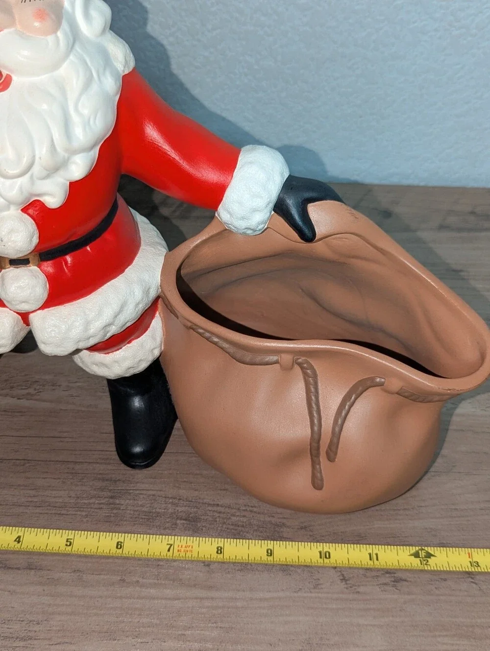 Vintage Ceramic Santa Claus Toy Bag Planter Figurine